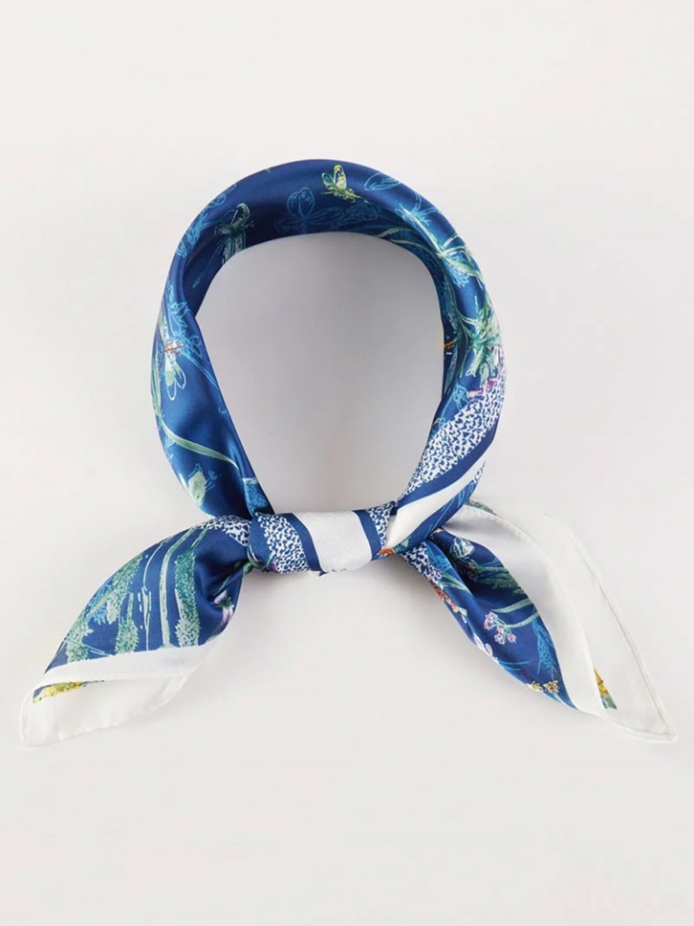 NWT Wildflower Whimsy Navy Square Satin Scarf